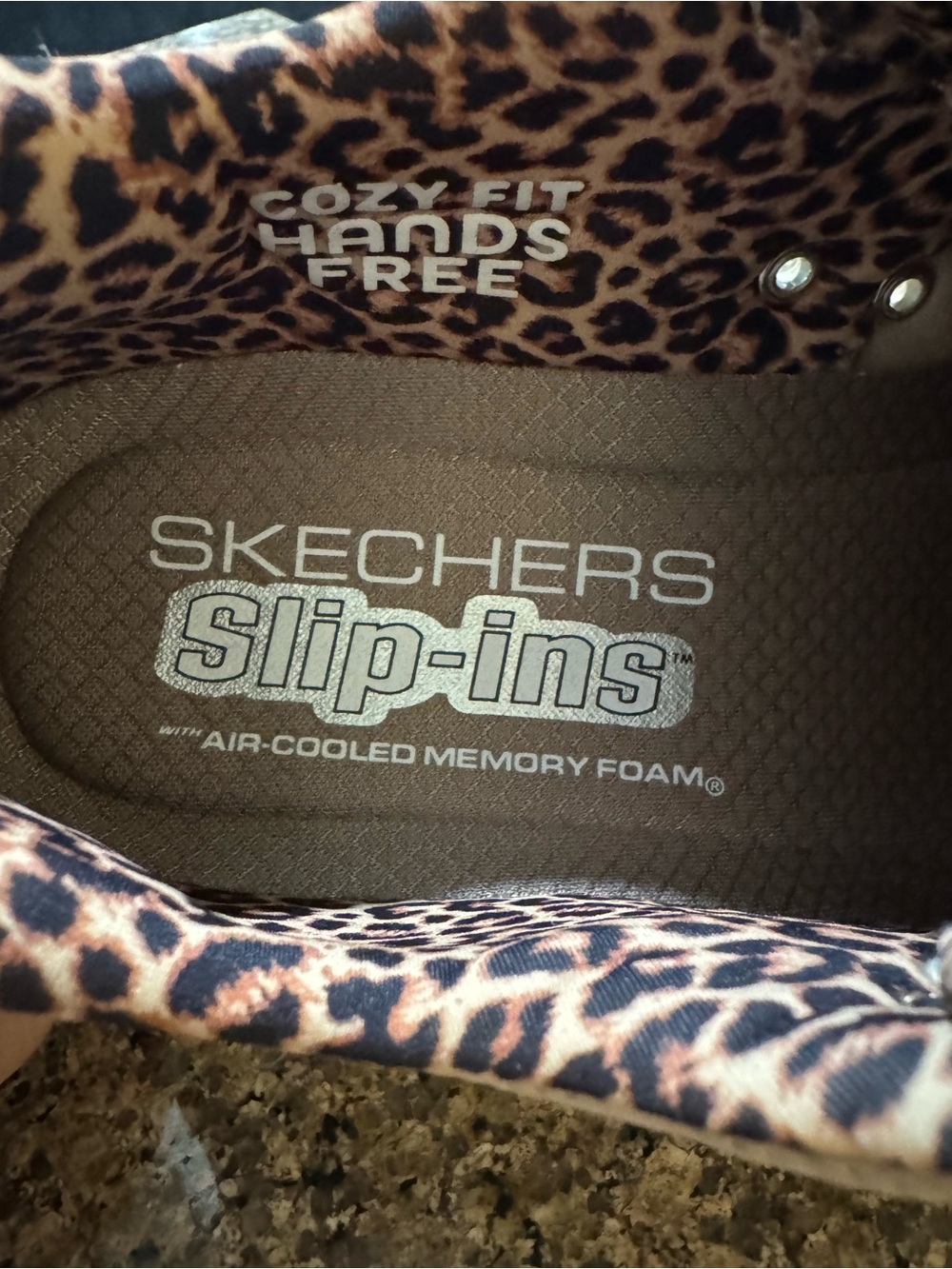 Skechers Slip-ins Cozy Fit Quilted Beige Sneakers with Leopard Trim Size 8 - Picture 9 of 9